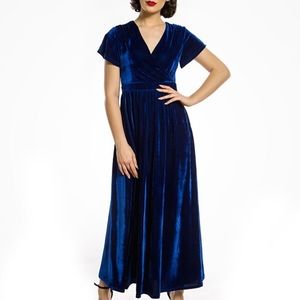 Final Call! Lindy Bop blue velvet dress